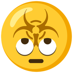 face with rolling eyes and biohazard