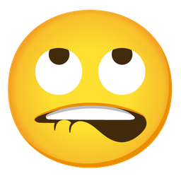 face with rolling eyes and biting lip