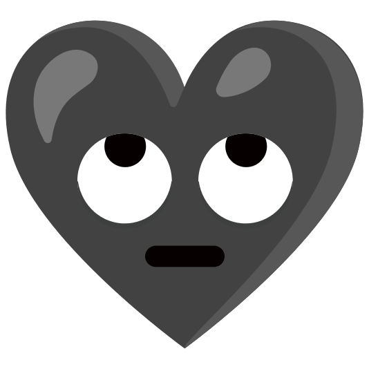 Face with rolling eyes and Black heart