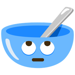 face with rolling eyes and bowl with spoon