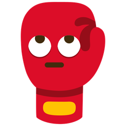 face with rolling eyes and boxing glove