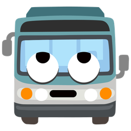 face with rolling eyes and bus