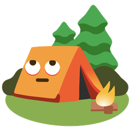 face with rolling eyes and camping