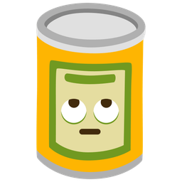 face with rolling eyes and canned food