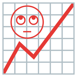 face with rolling eyes and chart increasing