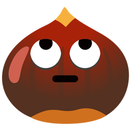 face with rolling eyes and chestnut