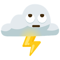 face with rolling eyes and cloud with lightning