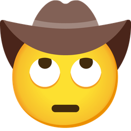 face with rolling eyes and cowboy hat face