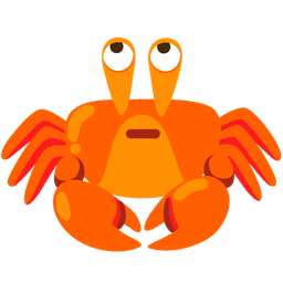 face with rolling eyes and crab