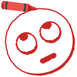 face with rolling eyes and crayon