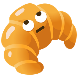 face with rolling eyes and croissant