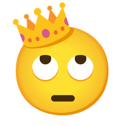 face with rolling eyes and crown