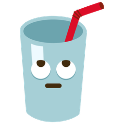 face with rolling eyes and cup with straw