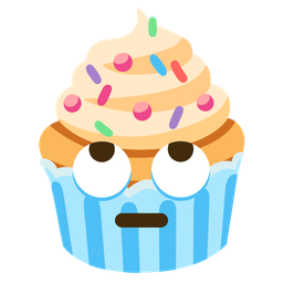 face with rolling eyes and cupcake
