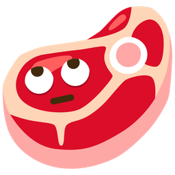 face with rolling eyes and cut of meat