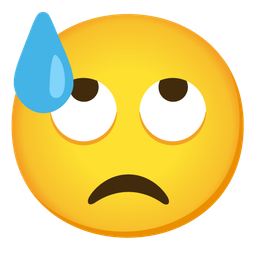 face with rolling eyes and downcast face with sweat