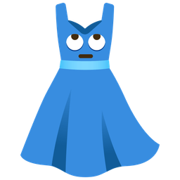 face with rolling eyes and dress