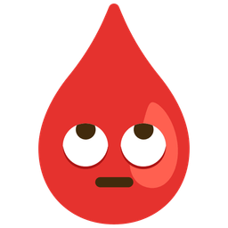 face with rolling eyes and drop of blood