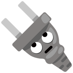 face with rolling eyes and electric plug