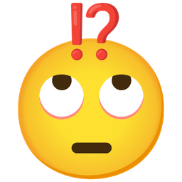 face with rolling eyes and exclamation question mark