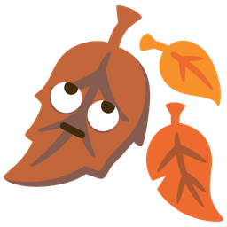 face with rolling eyes and fallen leaf