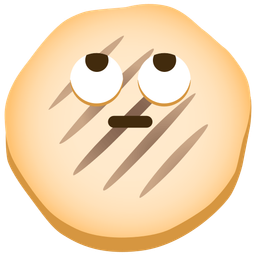 face with rolling eyes and flatbread