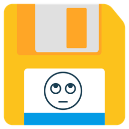 face with rolling eyes and floppy disk