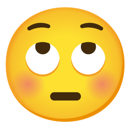 face with rolling eyes and flushed face