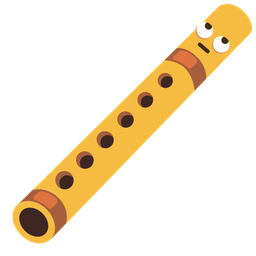 face with rolling eyes and flute