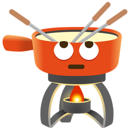 face with rolling eyes and fondue