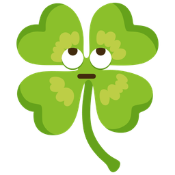 face with rolling eyes and four leaf clover