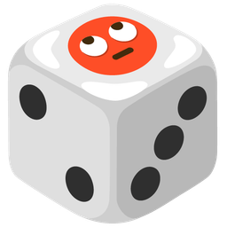 face with rolling eyes and game die