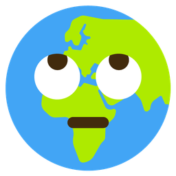 face with rolling eyes and globe showing Europe-Africa