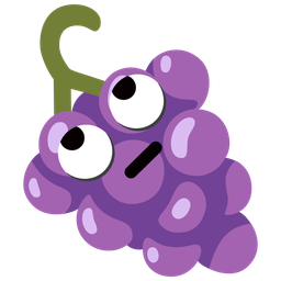 face with rolling eyes and grapes