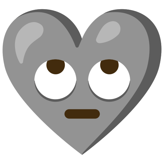 Face with rolling eyes and Grey heart