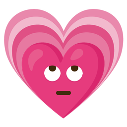 face with rolling eyes and growing heart