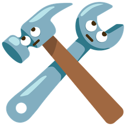face with rolling eyes and hammer and wrench