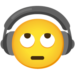 face with rolling eyes and headphone