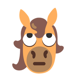 face with rolling eyes and horse