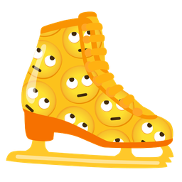 face with rolling eyes and ice skate