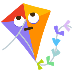 face with rolling eyes and kite