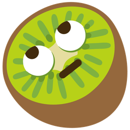 face with rolling eyes and kiwi fruit