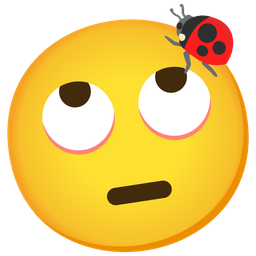 face with rolling eyes and lady beetle