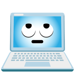 face with rolling eyes and laptop