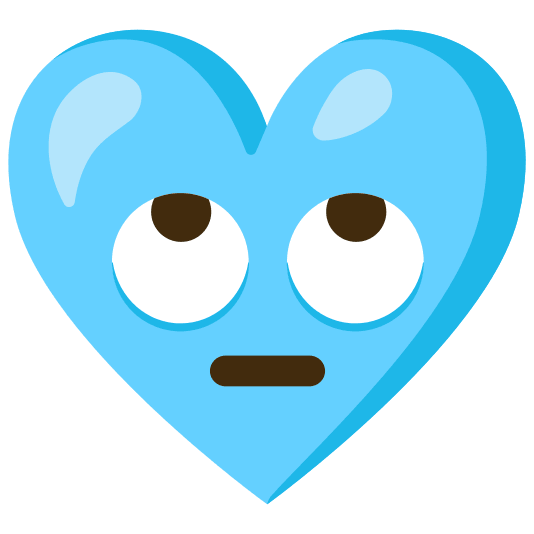 Face with rolling eyes and Light blue heart
