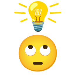 face with rolling eyes and light bulb