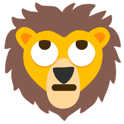 face with rolling eyes and lion