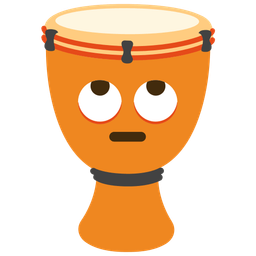face with rolling eyes and long drum