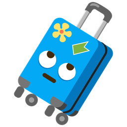 face with rolling eyes and luggage