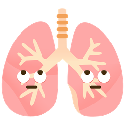 face with rolling eyes and lungs